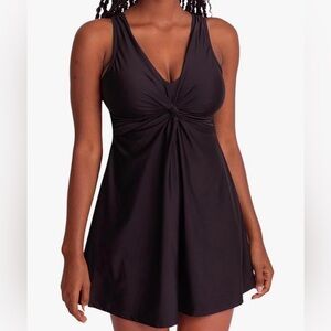 Shapermint Knot Front Swim Dress (Black) Size Large NWT